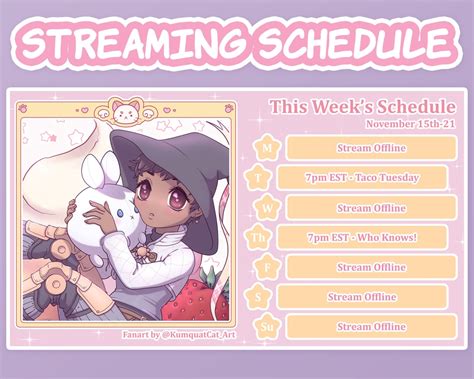 Twitch Kitty Cat Stream Schedule Kawaii Streamer Assets Templates Pink ...