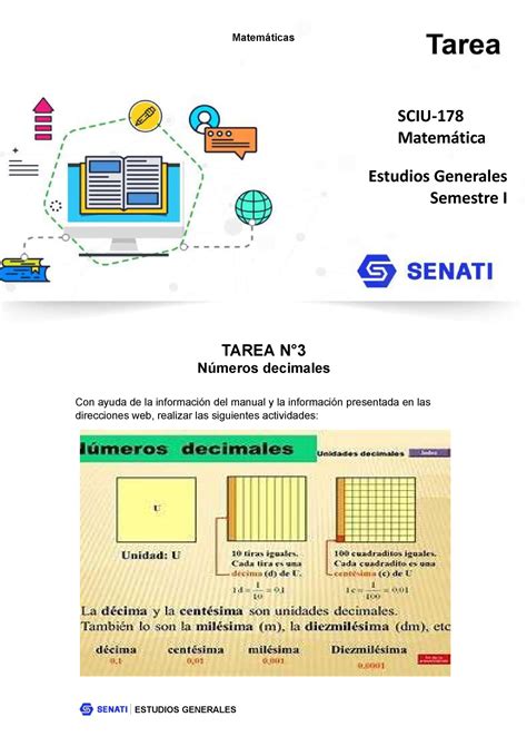 TAREA N3 Números decimales TAREA N Números decimales Con ayuda de