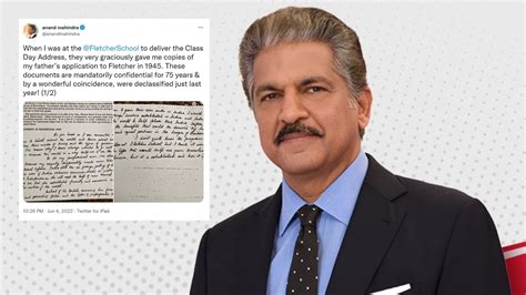 Anand Mahindra Shares His Fathers Application To A Us College