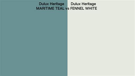 Dulux Heritage Maritime Teal Vs Fennel White Side By Side Comparison