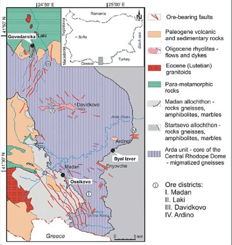 Geological Map Of The Central Rhodopes With Location Of The Skarn