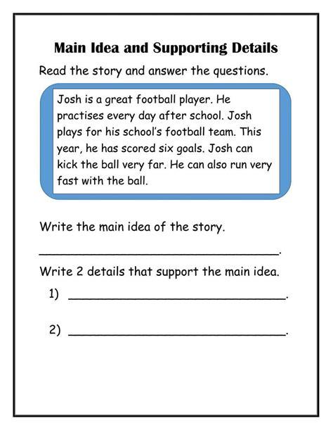 Main Idea Details Worksheet And Key Improve Reading Comprehension