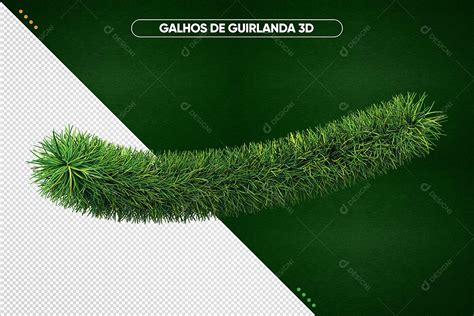 Galho de Guirlanda Elemento 3D para Composição PSD download Designi