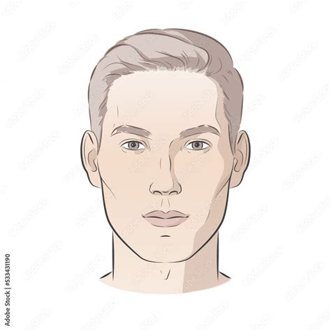 Man Face Portrait Three Different Angles And Turns Of A Male Head Close Up Vector Line Sketch