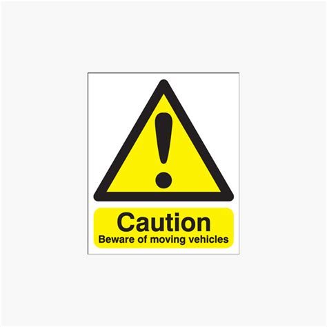 400x300mm Caution Beware Of Moving Vehicle Self Adhesive Plastic Signs