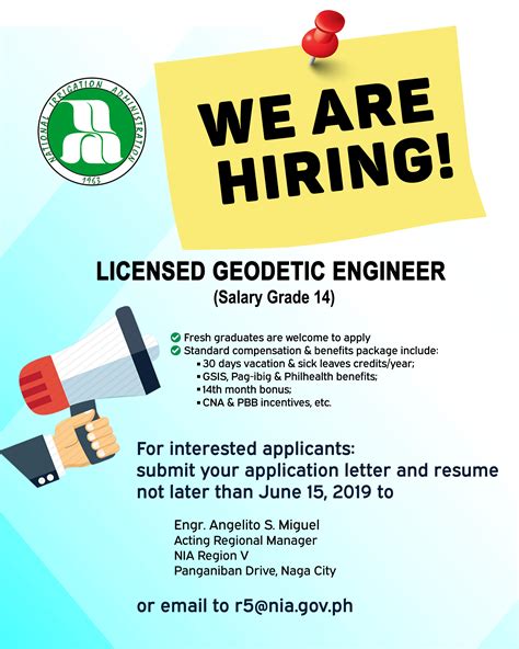 We are HIRING Licensed Geodetic Engineer | NIA - Region V