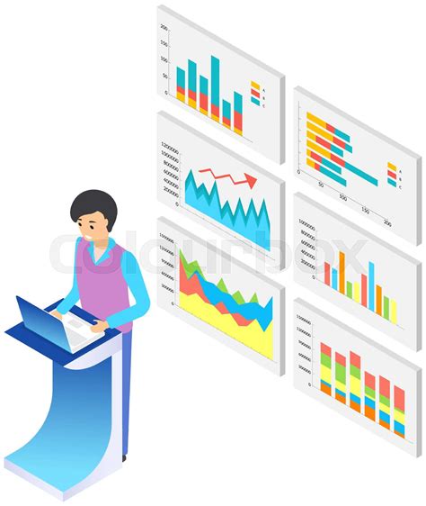 Employees Analyze Statistical Indicators Business Data Characters Work With Marketing Research