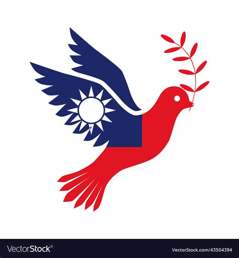 Flag Of Taiwan Is In The Shape Of A Bird Of Pe Vector Image