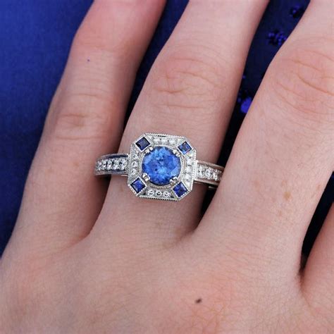 Vintage Halo Sapphire Engagement Ring | Fox Fine Jewelry