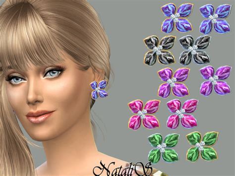 The Sims Resource Natalis Elegant Flower Earrings Ft Fe