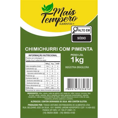 CHIMICHURRI PIMENTA 1 KILO LINHA PREMIUN DE 1 KILO MAIS TEMPEROS