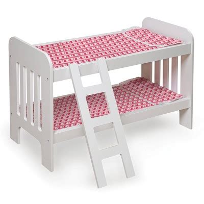 Badger Basket Doll Bunk Bed With Bedding And Ladder White Pink