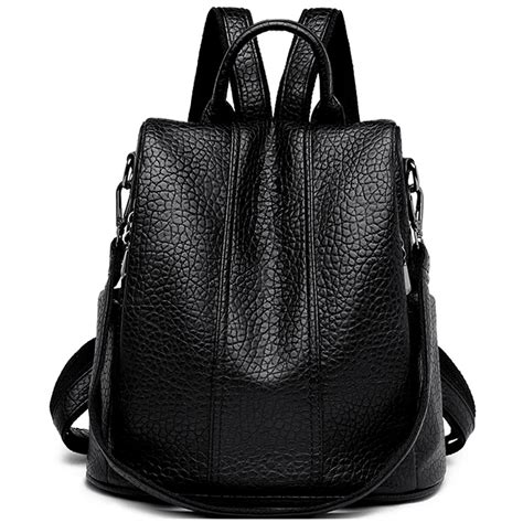 Mochila Vintage De Cuero Suave Para Mujer Bolso De Viaje Antirrobo De