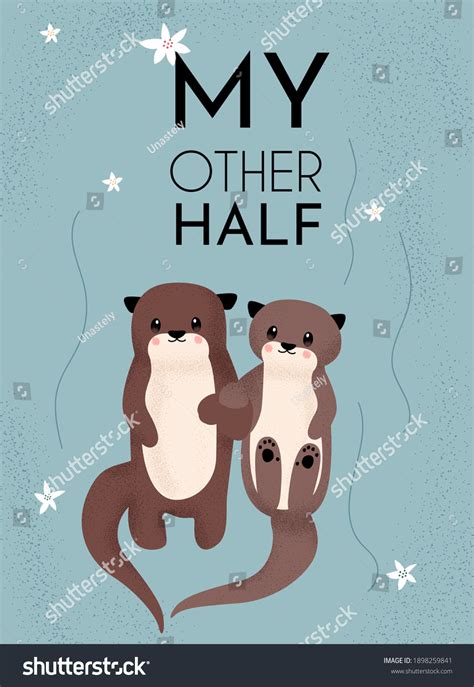 Two Cute Otter Holding Hands Text Stock Vector (Royalty Free ...