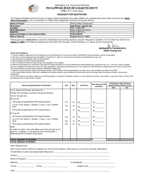 Fillable Online Value Procurement On The Re Orientation On Philsys Step