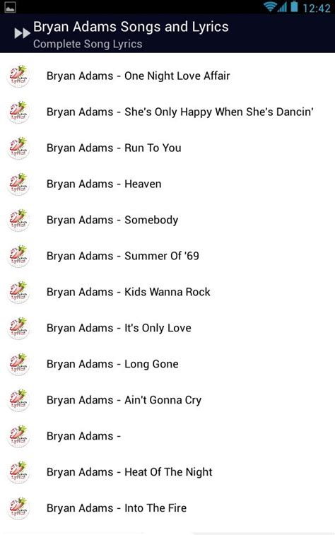 Bryan Adams Heaven Song Lyrics APK for Android Download