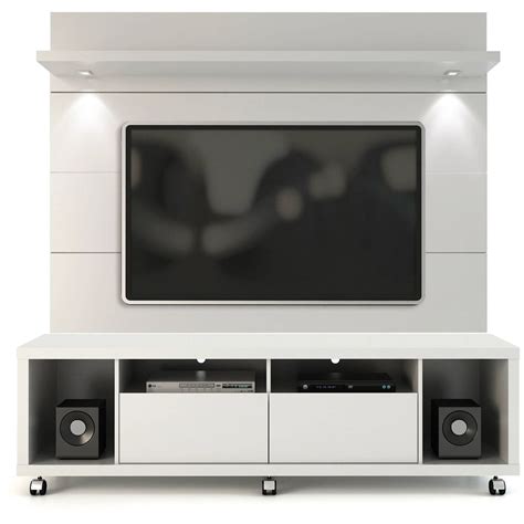 Manhattan Comfort Cabrini Tv Stand And Floating Wall Tv Panel With Led