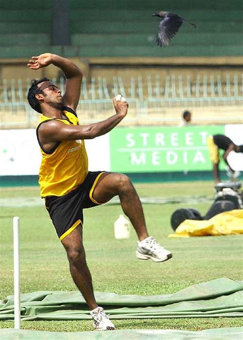 Aftab Ahmed Delivers A Ball During A Practice Session