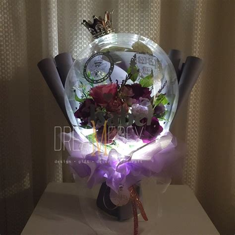 Bts Balloon Flower Balloon Bouquet Led Light Flower Etsy