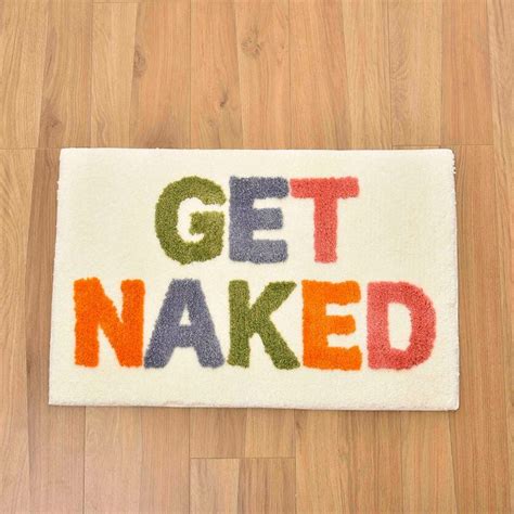 Feblilac Colorful Get Naked Bath Mat X Non Slip Bathmat Beige Bathroom Rugs Fun
