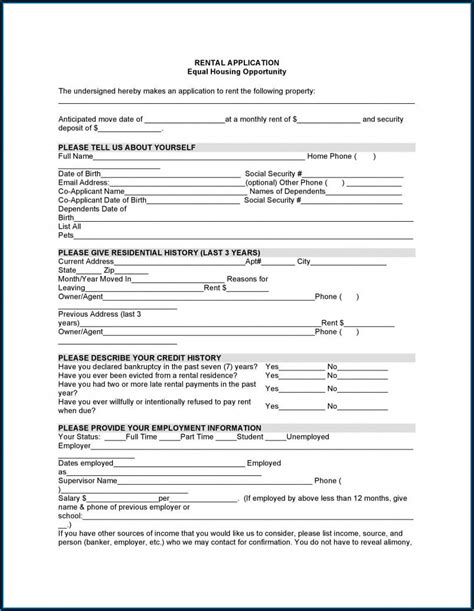 Free Rental Application Template Template Resume Examples E Y M O Vl