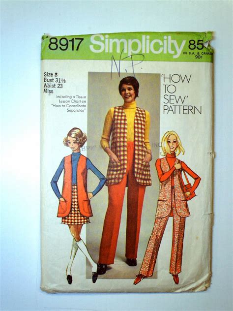 1970 S Retro Sewing Pattern 70s Simplicity Pattern No 8917 Misses