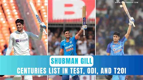 Shubman Gill Centuries List In Test ODI And T20I CricIndeed