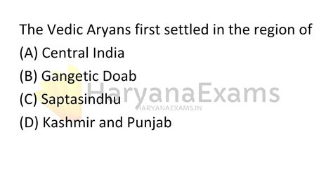 The Vedic Aryans first settled in the region of