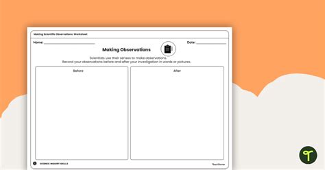 Making Scientific Observations Worksheets Teach Starter