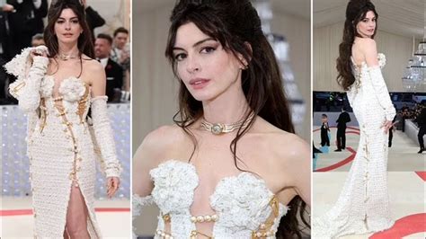 Anne Hathaway Brings Back The Versace Safety Pin Dress At The Met Gala