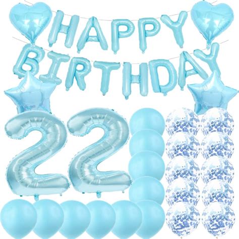 Amazon.com: ZSNWGZ Sweet 22th Birthday Decorations Party Supplies,Blue ...