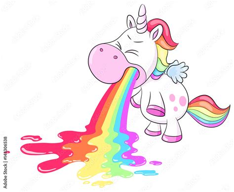 Vettoriale Stock Einhorn Kotzt Regenbogen Vektor Illustration Adobe Stock