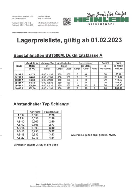 Kataloge Preislisten Stahlhandel Heinlein Gmbh