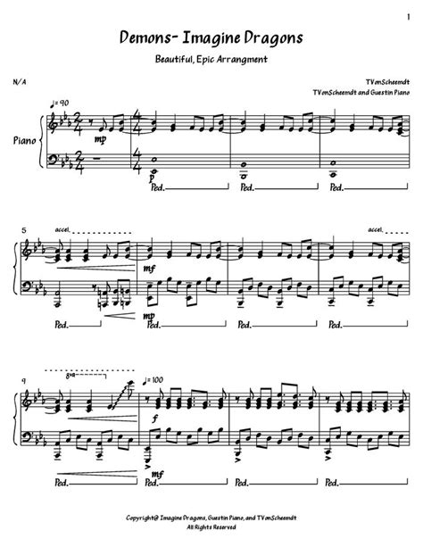 Demons Free Sheet Music By Imagine Dragons Pianoshelf