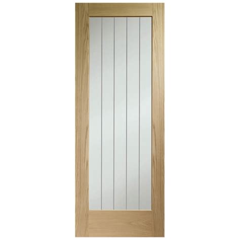 Xl Joinery Suffolk Essential Pattern 10 Pre Finished Oak 1l Internal Clear Etched Glazed Door