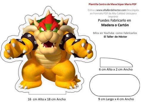 Plantilla Centro De Mesa Super Mario Bowser Mario Bros Party Super