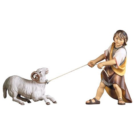 Boy With Ram 2 Pieces Cm 10 3 9 Inch Hand Painted Ulrich Nativity