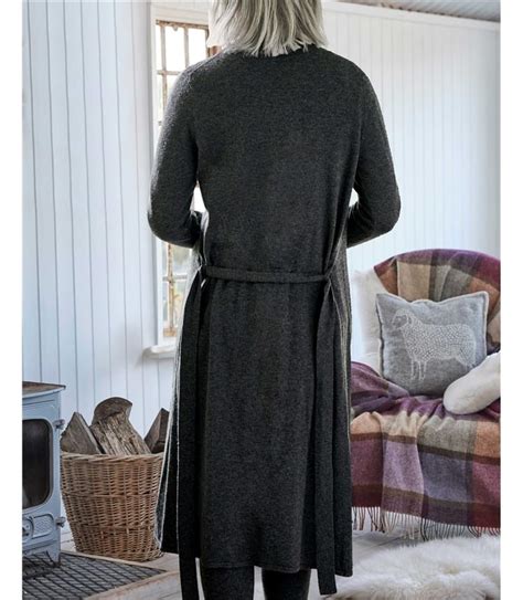 Dark Charcoal Cashmere And Merino Luxe Dressing Gown Woolovers Us