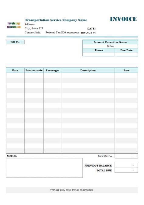 Printable Trucking Invoice Template Free Printable