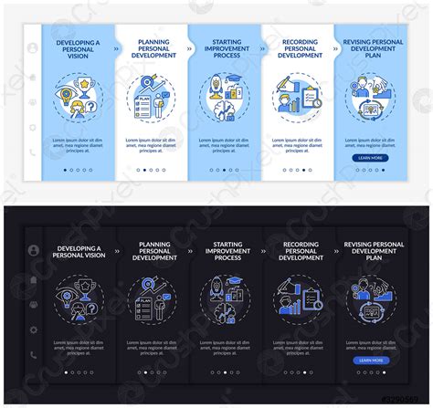 Persoonlijke Ontwikkeling Vooruitgang Onboarding Vector Template