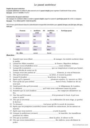 2 Passé antérieur Français FLE fiches pedagogiques pdf doc