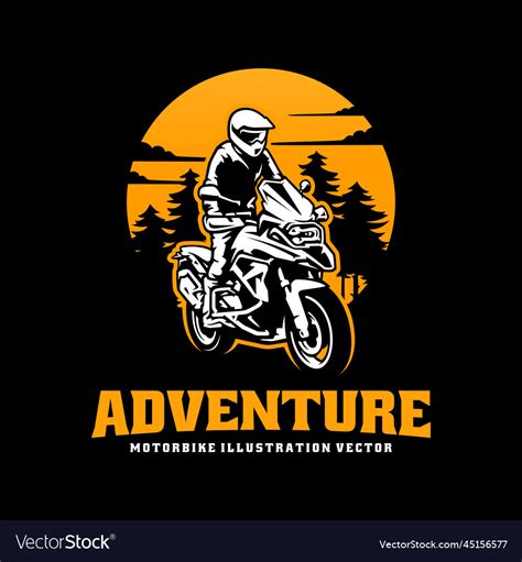 Biker Riding Adventure Motorbike Logo Royalty Free Vector