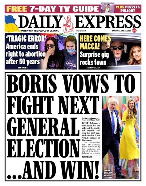 Allie Hodgkins Brown On Twitter Saturdays Daily Express Boris Vows