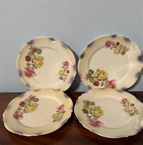 4 P K Silesia China Dessert Plates Pink Yellow Roses 6 EBay