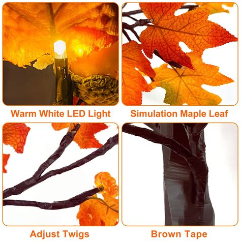 2 Pack Timer TURNMEON 24 Inch Lighted Maple Tree Fall