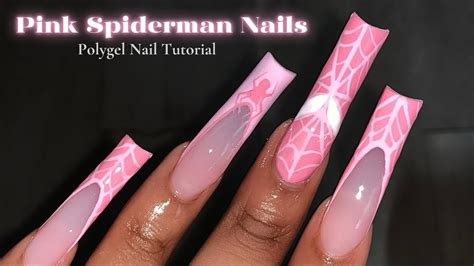 PINK SPIDERMAN POLYGEL NAILS Spiderman Nail Art Tutorial