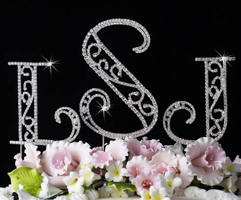 Crystal Monogram Wedding Cake Toppers