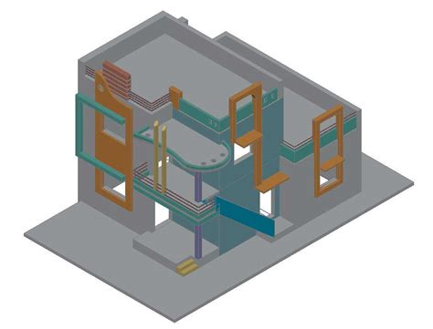 Three-story dynamic bungalow 3d drawing details dwg file - Cadbull