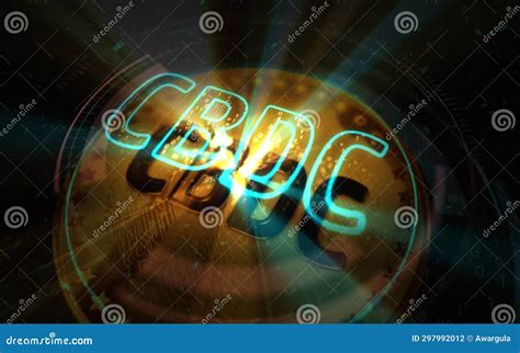 CBDC Digital Currency Cryptocurrency Golden Coin 3d Illustration Stock