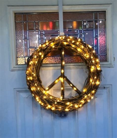 18 Lighted Battery Operated Peace Sign Wreath Lighted Etsy